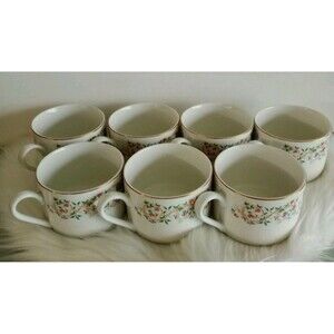 Farberware Set of 7 VTG Monaco ‘97 3111 Fine China Tea Coffee Cups Gold Trim GUC